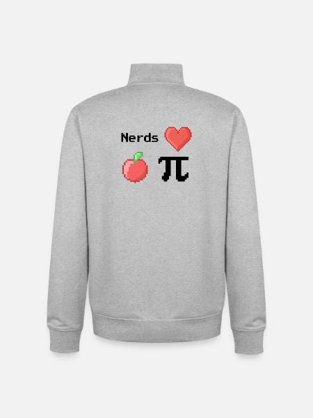 Nerds Love Apple Pi Pi Sayings Math S Pixel - Unisex Organic Zip Sweatshirt by Stanley/Stella - heather grey