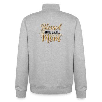 Happy To Be Mom Mom Gift - Unisex Organic Zip Sweatshirt by Stanley/Stella - heather grey - Back - AI Model Male 185 light (185cm)