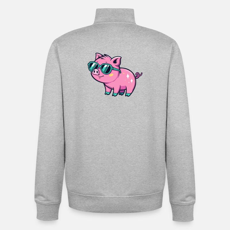 Cute Chic Pig Sonnenbrille - Unisex Organic Zip Sweatshirt von Stanley/Stella - Grau meliert