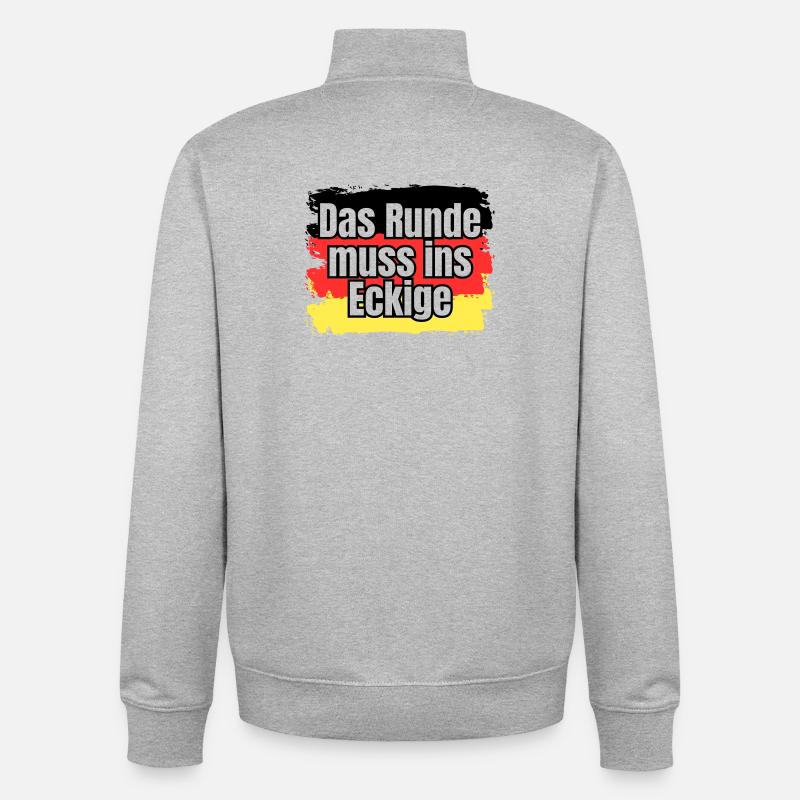 Das Runde muss ins Eckige - Spruch - Unisex Organic Zip Sweatshirt von Stanley/Stella - Grau meliert