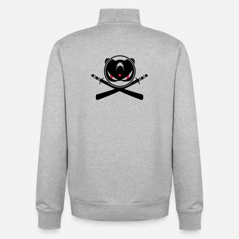 Ninja avec épées croisées symbole - Sweat zippé unisexe en coton bio Stanley/Stella - gris chiné