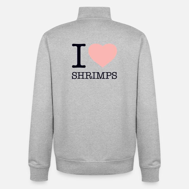 I LOVE SHRIMPS - Unisex Organic Zip Sweatshirt by Stanley/Stella - heather grey