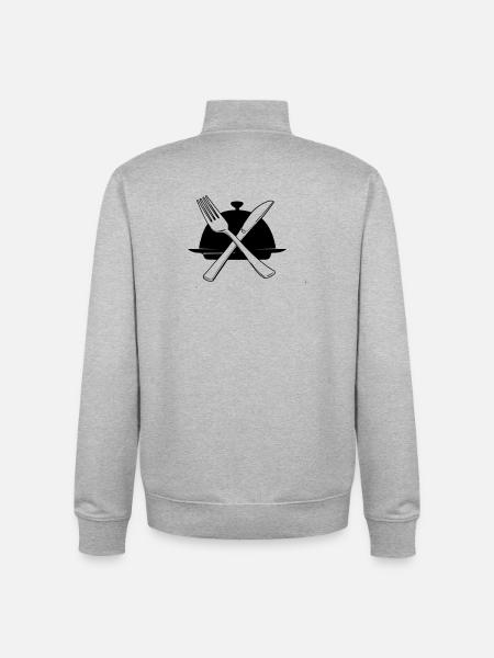 Bowl with knife and fork - Unisex Organic Zip Sweatshirt by Stanley/Stella - heather grey