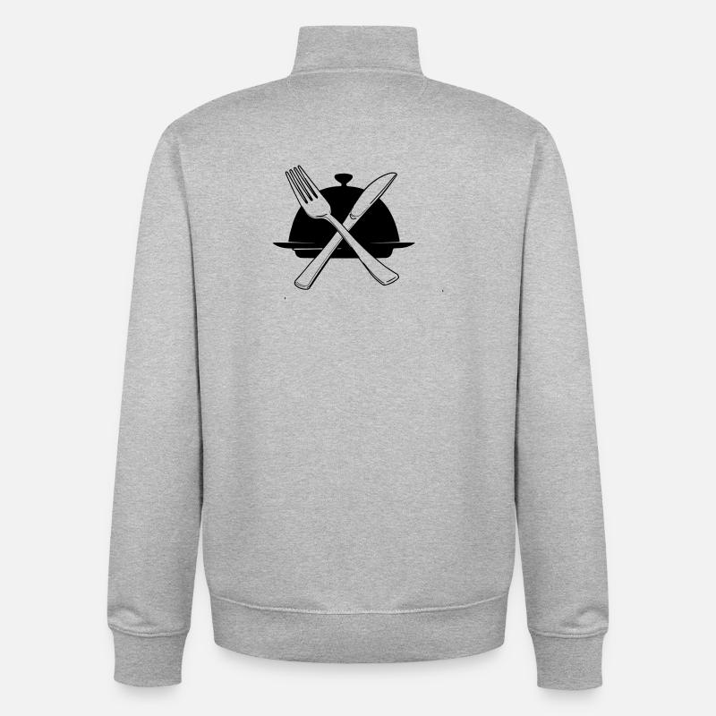 Bowl with knife and fork - Unisex Organic Zip Sweatshirt by Stanley/Stella - heather grey