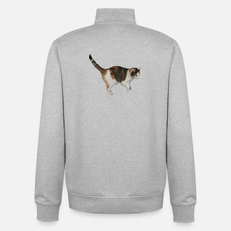 Chat - Sweat zippé unisexe en coton bio Stanley/Stella - gris chiné