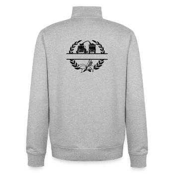 Hachoir à maïs en couronne de laurier - Sweat zippé unisexe en coton bio Stanley/Stella - gris chiné - Dos - AI Model Male 185 light (185cm)
