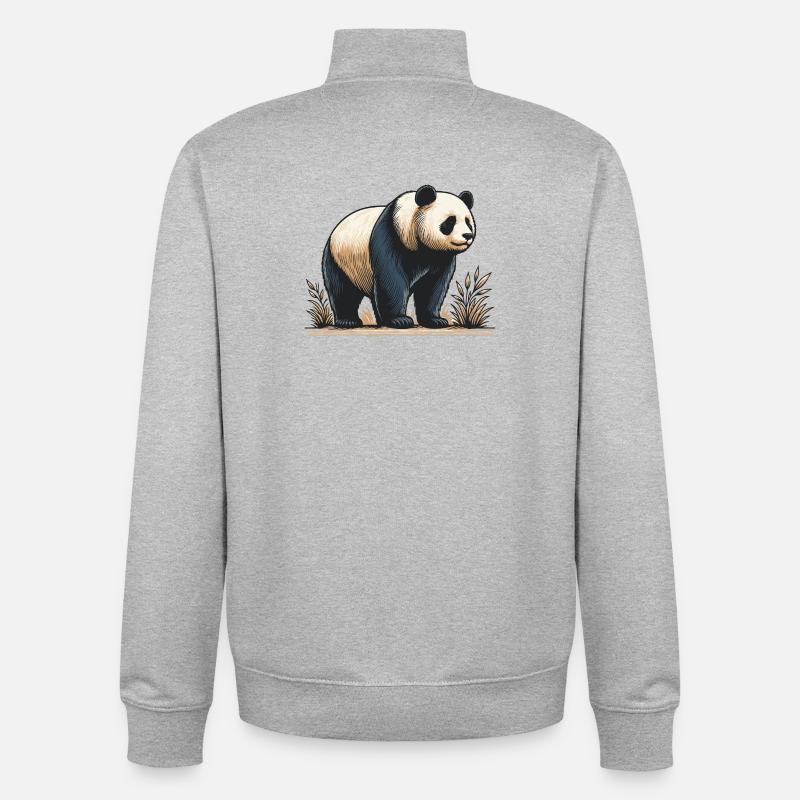 Panda - Unisex Organic Zip Sweatshirt von Stanley/Stella - Grau meliert