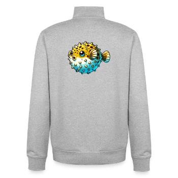 Kugelfisch - Unisex Organic Zip Sweatshirt von Stanley/Stella - Grau meliert - Hinten - AI Model Male 185 light (185cm)