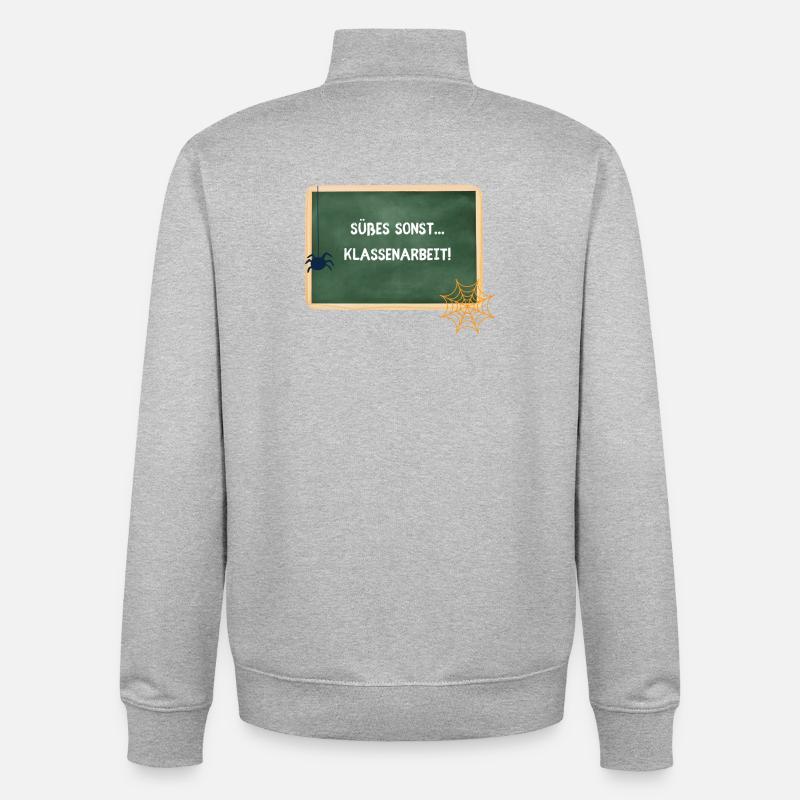 Sweets Otherwise Classwork - Halloween Teacher - Unisex Organic Zip Sweatshirt by Stanley/Stella - heather grey