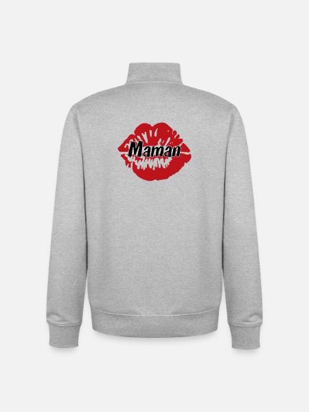 Maman je t'aime - Fête des Mères - Sweat zippé unisexe en coton bio Stanley/Stella - gris chiné