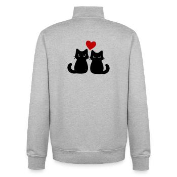 Katzen Verliebt Paar - Unisex Organic Zip Sweatshirt by Stanley/Stella - heather grey - Back - AI Model Male 185 light (185cm)