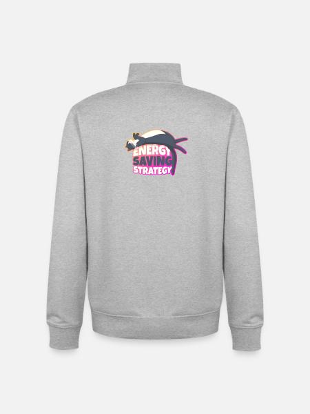 Energy Saving Strategy Cat - Unisex Organic Zip Sweatshirt by Stanley/Stella - heather grey