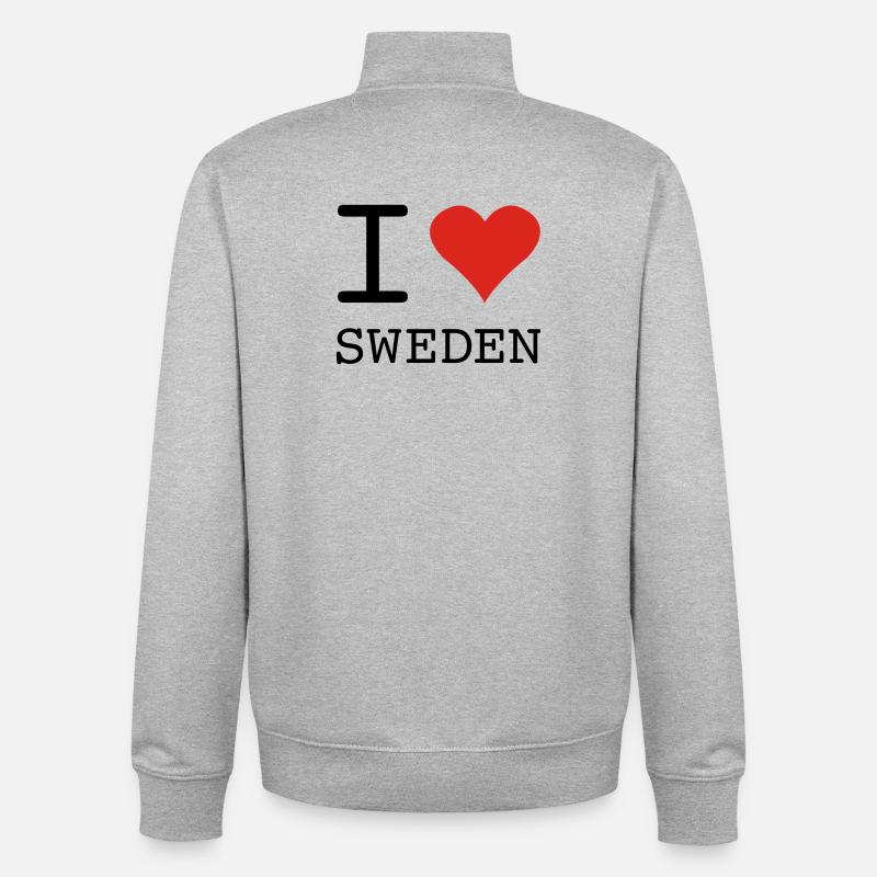 J’AIME LA SUÈDE Schweden - Sweat zippé unisexe en coton bio Stanley/Stella - gris chiné