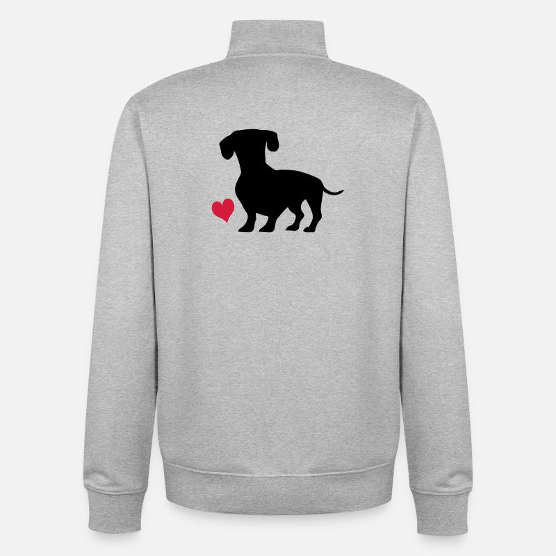 Dackel - Sweat zippé unisexe en coton bio Stanley/Stella - gris chiné