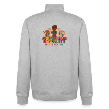 Mois de la fierté LGBTQ - L’égalité ne fait de mal à personne - Sweat zippé unisexe en coton bio Stanley/Stella - gris chiné - Dos - AI Model Male 185 light (185cm)