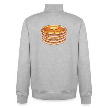 Pile de crêpes classiques sucrées - Sweat zippé unisexe en coton bio Stanley/Stella - gris chiné - Dos - AI Model Male 185 light (185cm)