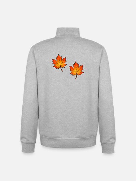 Illustration de feuilles d’érable d’automne - Sweat zippé unisexe en coton bio Stanley/Stella - gris chiné