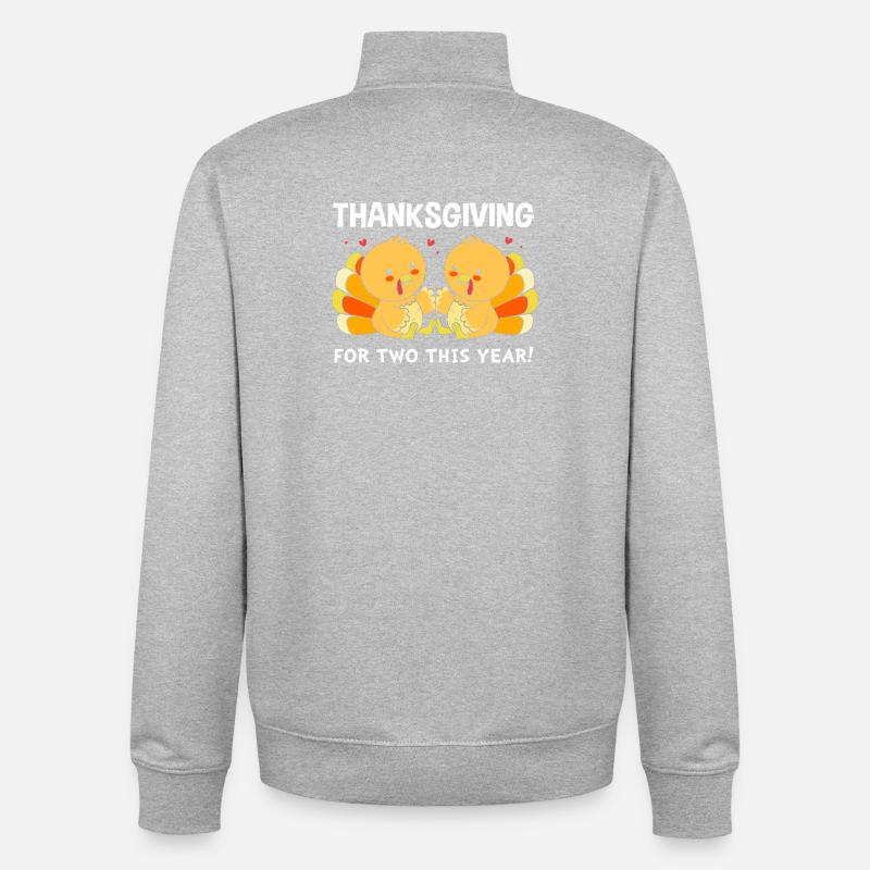 Thanksgiving Gender Reveal Werdende Mutter - Unisex Organic Zip Sweatshirt von Stanley/Stella - Grau meliert