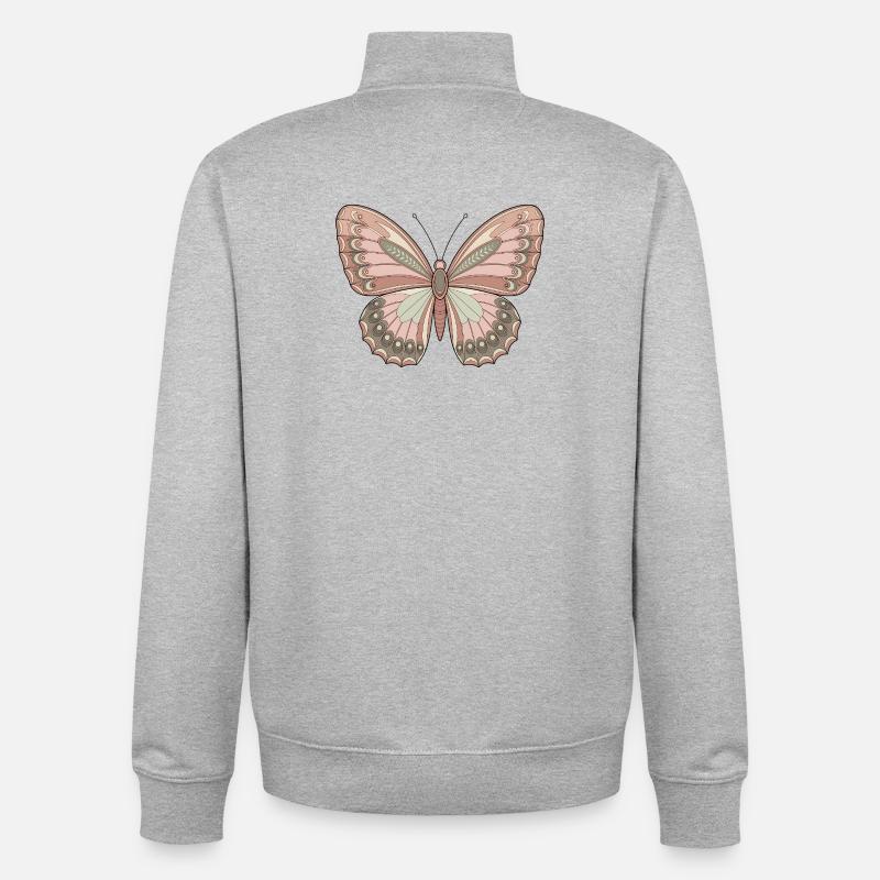Boho Butterfly - Unisex Organic Zip Sweatshirt by Stanley/Stella - heather grey