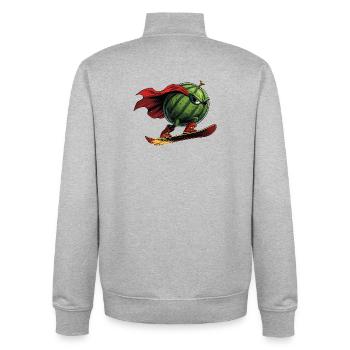Superheld Wassermelone Auf Snowboard Action - Unisex Organic Zip Sweatshirt von Stanley/Stella - Grau meliert - Hinten - AI Model Male 185 light (185cm)