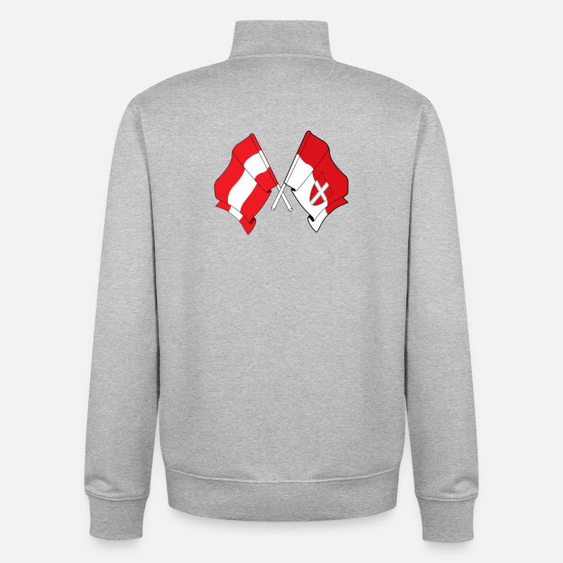 Drapeaux croisés Autriche & Vienne - Sweat zippé unisexe en coton bio Stanley/Stella - gris chiné
