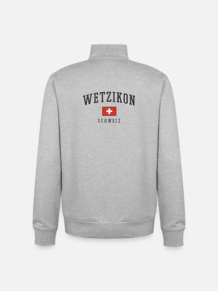Wetzikon Drapeau suisse - Sweat zippé unisexe en coton bio Stanley/Stella - gris chiné