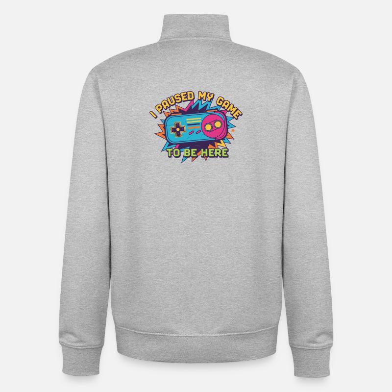 Retro Controller Meme Tee - Unisex Organic Zip Sweatshirt by Stanley/Stella - heather grey