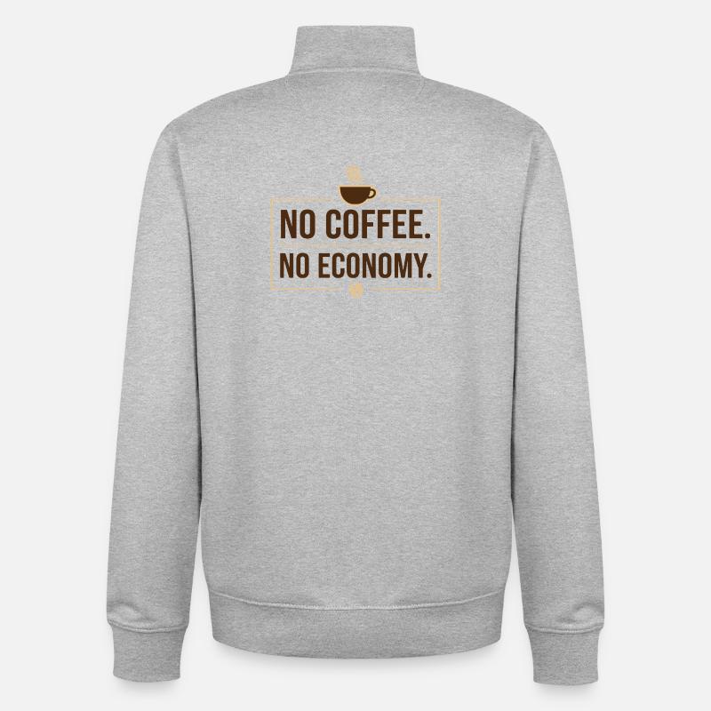 Pas de café, pas d’économie - Sweat zippé unisexe en coton bio Stanley/Stella - gris chiné