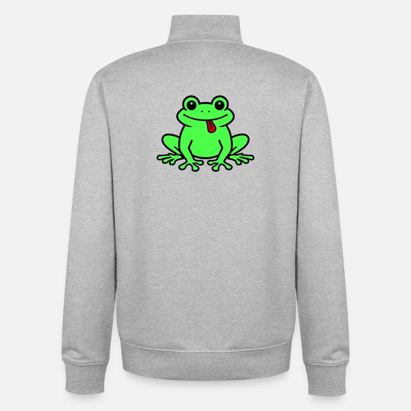 Toad Comic Frog - Unisex Organic Zip Sweatshirt by Stanley/Stella - heather grey