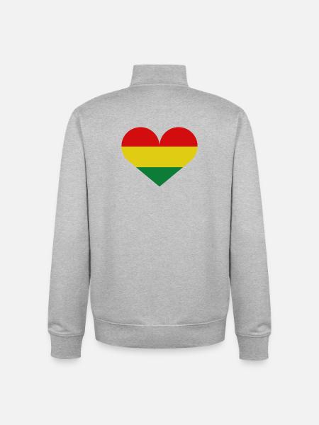 Bolivia heart flag - Unisex Organic Zip Sweatshirt by Stanley/Stella - heather grey