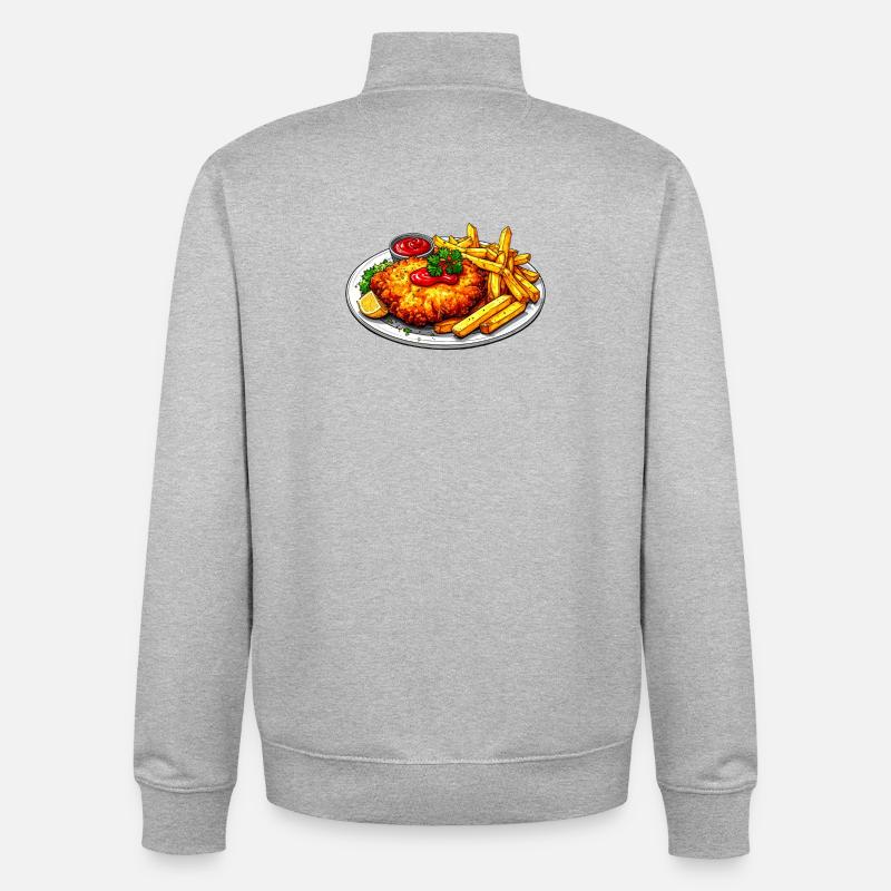 Schnitzel mit Pommes - Unisex Organic Zip Sweatshirt von Stanley/Stella - Grau meliert