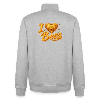 Illustration des abeilles mellifères J’adore les abeilles - Sweat zippé unisexe en coton bio Stanley/Stella - gris chiné - Dos - AI Model Male 185 light (185cm)