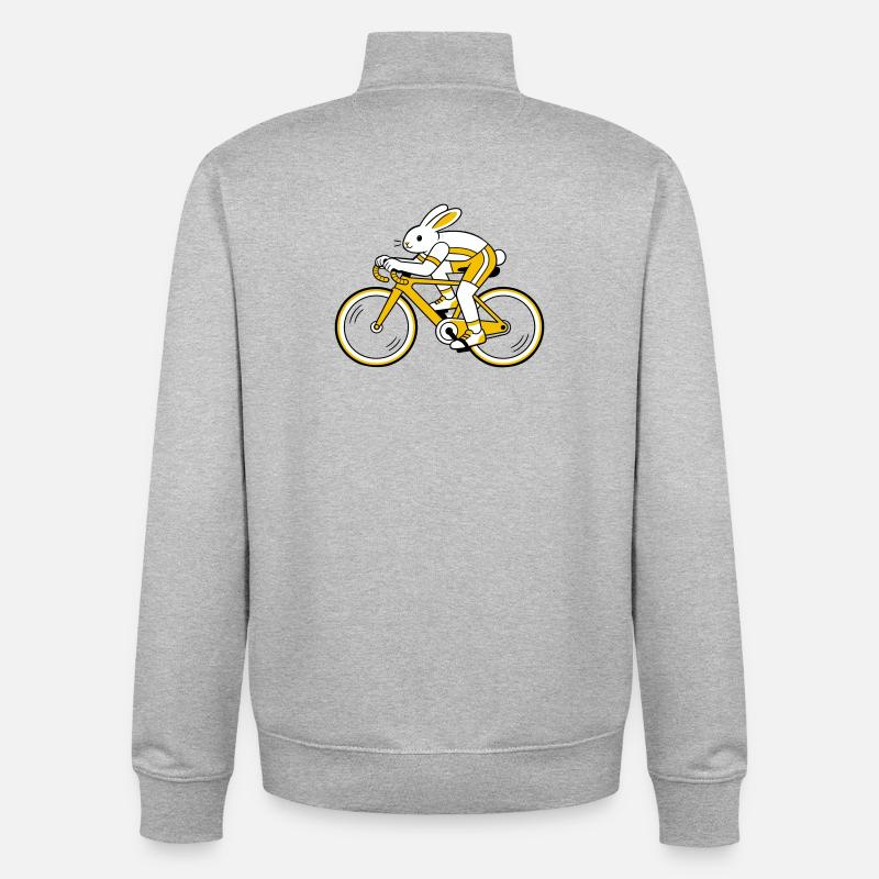 Lièvre sur un vélo de course - Sweat zippé unisexe en coton bio Stanley/Stella - gris chiné