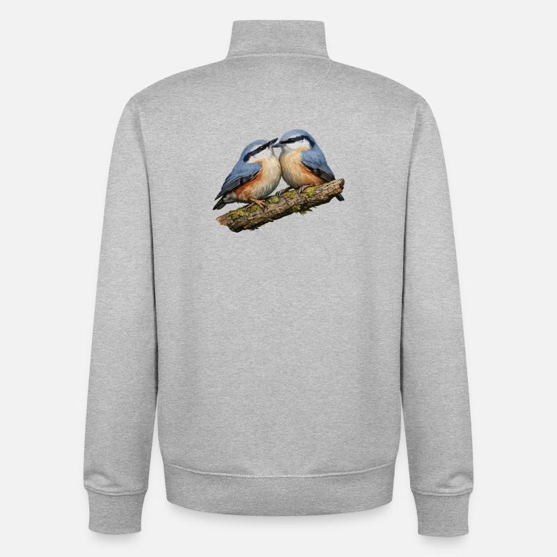 Zwei Kleiber auf dem Ast - Unisex Organic Zip Sweatshirt von Stanley/Stella - Grau meliert