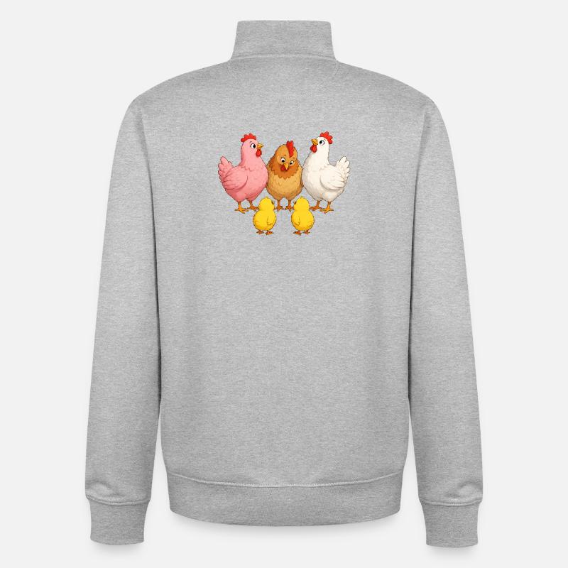 Hühner mit Kücken - Unisex Organic Zip Sweatshirt von Stanley/Stella - Grau meliert