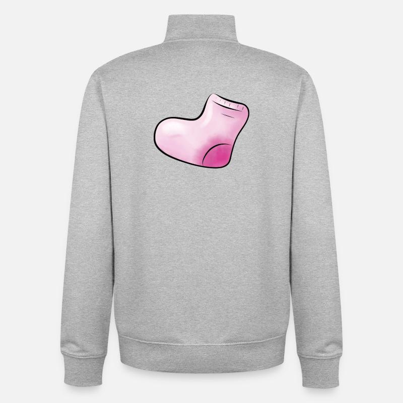 rosa Söckchen - Unisex Organic Zip Sweatshirt von Stanley/Stella - Grau meliert
