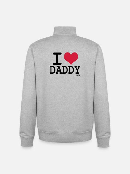 i love daddy by wam - Unisex Organic Zip Sweatshirt by Stanley/Stella - heather grey
