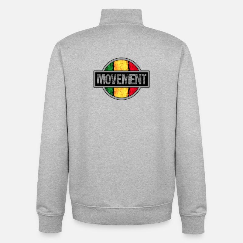 Conception d’icônes de mouvement rastafari - Sweat zippé unisexe en coton bio Stanley/Stella - gris chiné