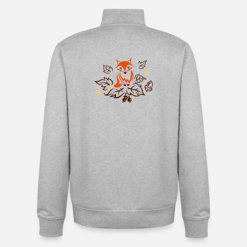 Kleiner Fuchs mit Blättern, Herbst, fox - Unisex Organic Zip Sweatshirt von Stanley/Stella - Grau meliert