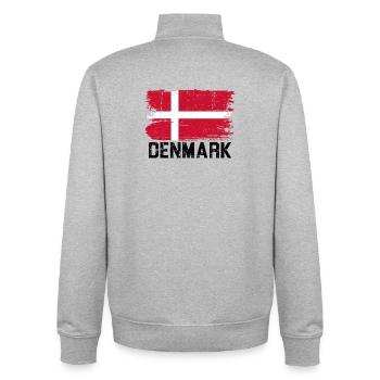 Grunge Danish Flag Brush - Unisex Organic Zip Sweatshirt by Stanley/Stella - heather grey - Back - AI Model Male 185 light (185cm)