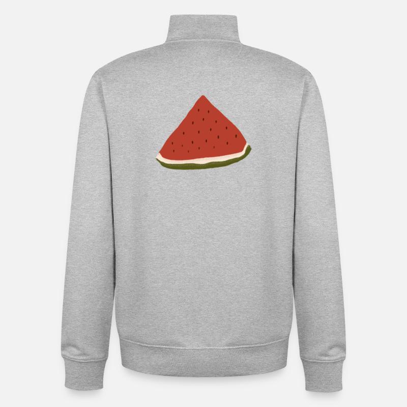 Pastèque, Pastèque, Melon - Sweat zippé unisexe en coton bio Stanley/Stella - gris chiné