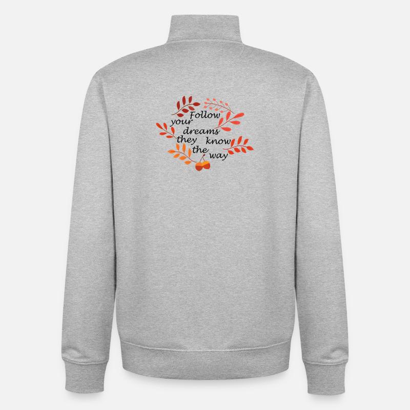Herbstlaub und Eicheln Muster - Unisex Organic Zip Sweatshirt von Stanley/Stella - Grau meliert
