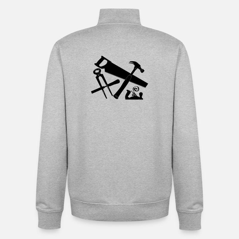 Carpenter tool logo - Unisex Organic Zip Sweatshirt by Stanley/Stella - heather grey