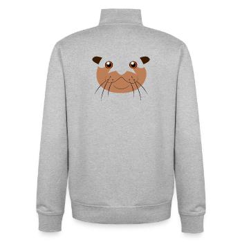 Cute Otter Face Animal Lazy DIY Costume - Unisex Organic Zip Sweatshirt by Stanley/Stella - heather grey - Back - AI Model Male 185 light (185cm)