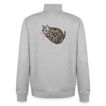Chat en bonbon à motif - Sweat zippé unisexe en coton bio Stanley/Stella - gris chiné - Dos - AI Model Male 185 light (185cm)