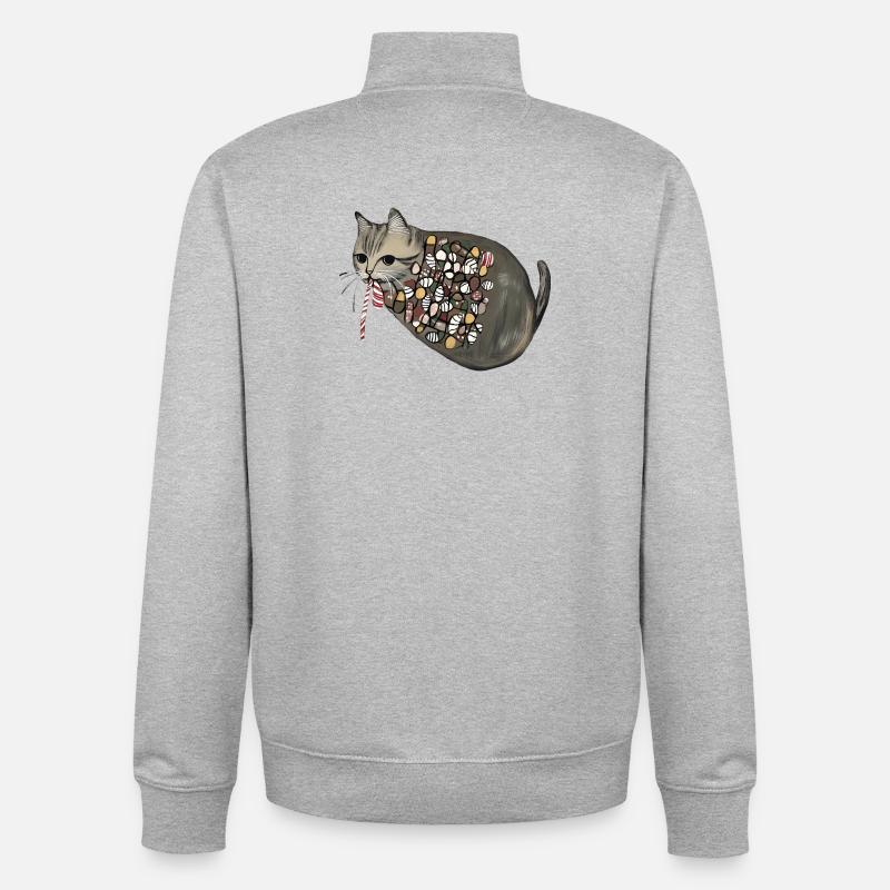 Candy Pattern Candy Cat - Unisex Organic Zip Sweatshirt von Stanley/Stella - Grau meliert