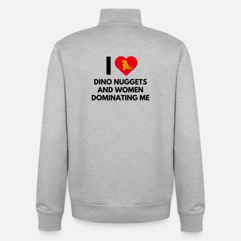 J’ADORE LES PÉPITES DE DINOSAURE - Sweat zippé unisexe en coton bio Stanley/Stella - gris chiné