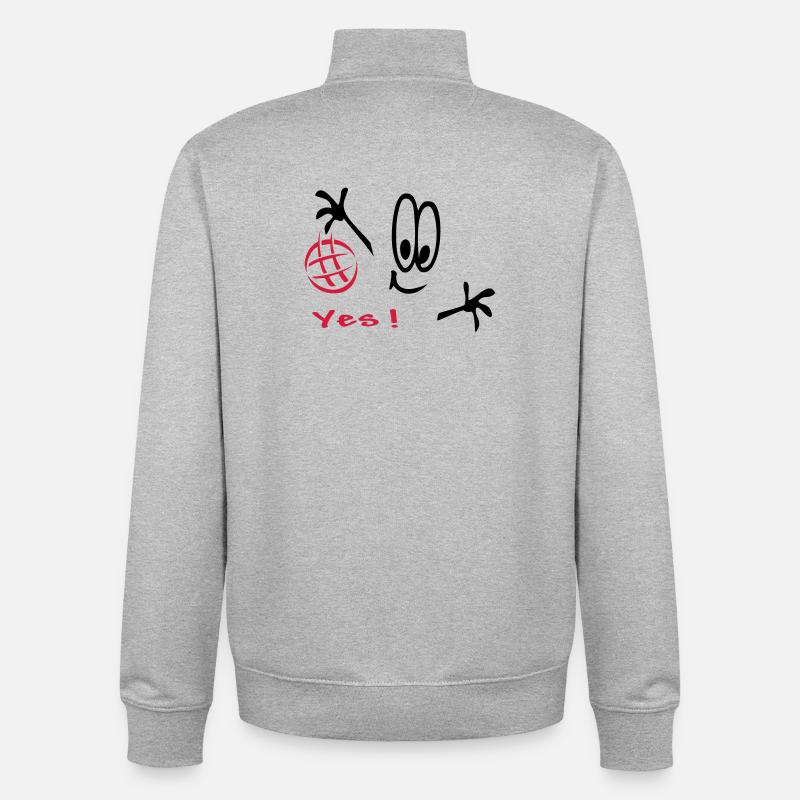 Handball, Comic, Sport - Unisex Organic Zip Sweatshirt von Stanley/Stella - Grau meliert