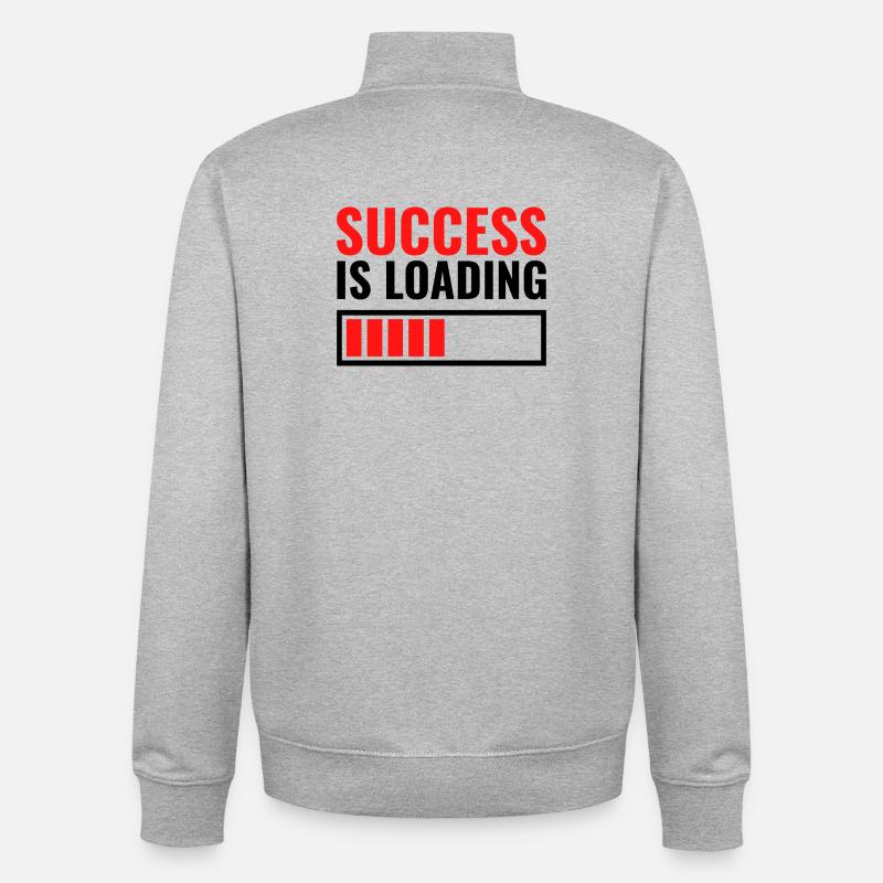 Success is loading custom gift - Unisex Organic Zip Sweatshirt by Stanley/Stella - heather grey