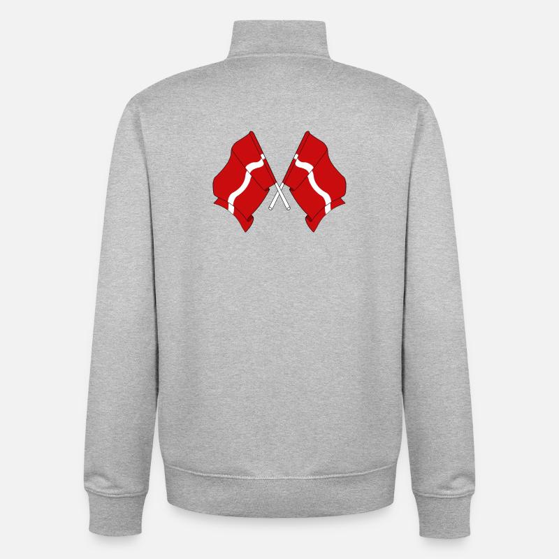 Deux drapeaux Lettonie - Sweat zippé unisexe en coton bio Stanley/Stella - gris chiné